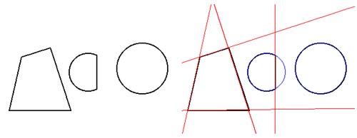 図3　検出された直線と円を示す実行画面