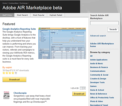 Adobe AIR Marketplace Beta Adobe AIR Marketplace Beta