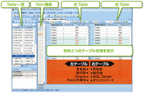 画面：異なるDB間のデータ比較