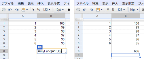 図2 指定した範囲内のセルの合計を計算し表示する。