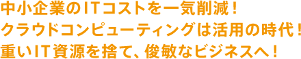 中小企業のITコストを一気削減！クラウドコンピューティングは活用の時代！重いIT資源を捨て、俊敏なビジネスへ！